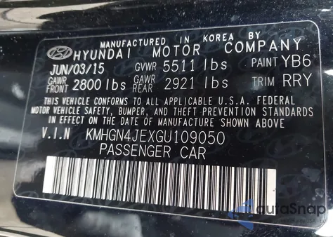 2016 Hyundai Genesis 3.8 from USA, damaged, VIN KMHGN4JEXGU109050